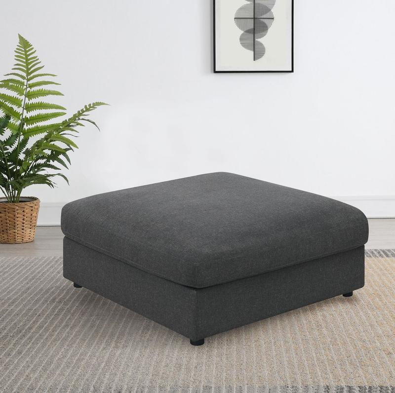 Serene Square Upholstered Ottoman Charcoal