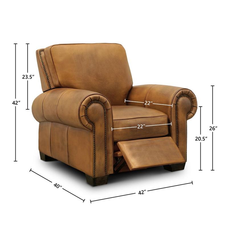 Valencia 100% Top Grain Hand Antiqued Leather Traditional Recliner