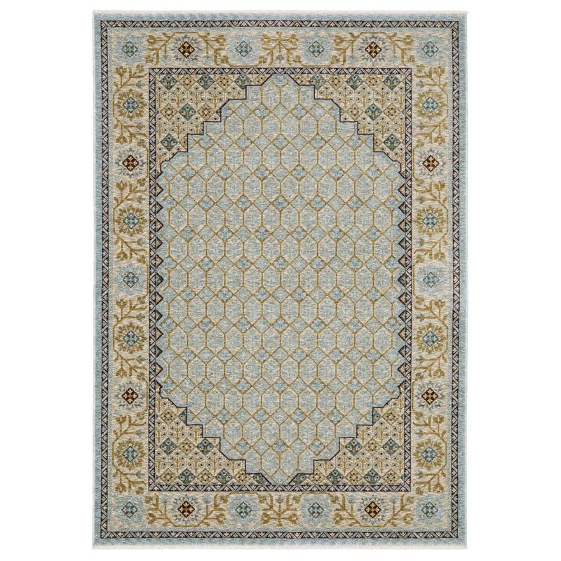 Capella CAP02 Pale Blue/ Gold Indoor Area Rug - 3'3" x 5'
