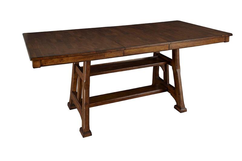 Ozark 66" - 86" Gathering Height Trestle Table with (1) 20" Butterfly Leaf