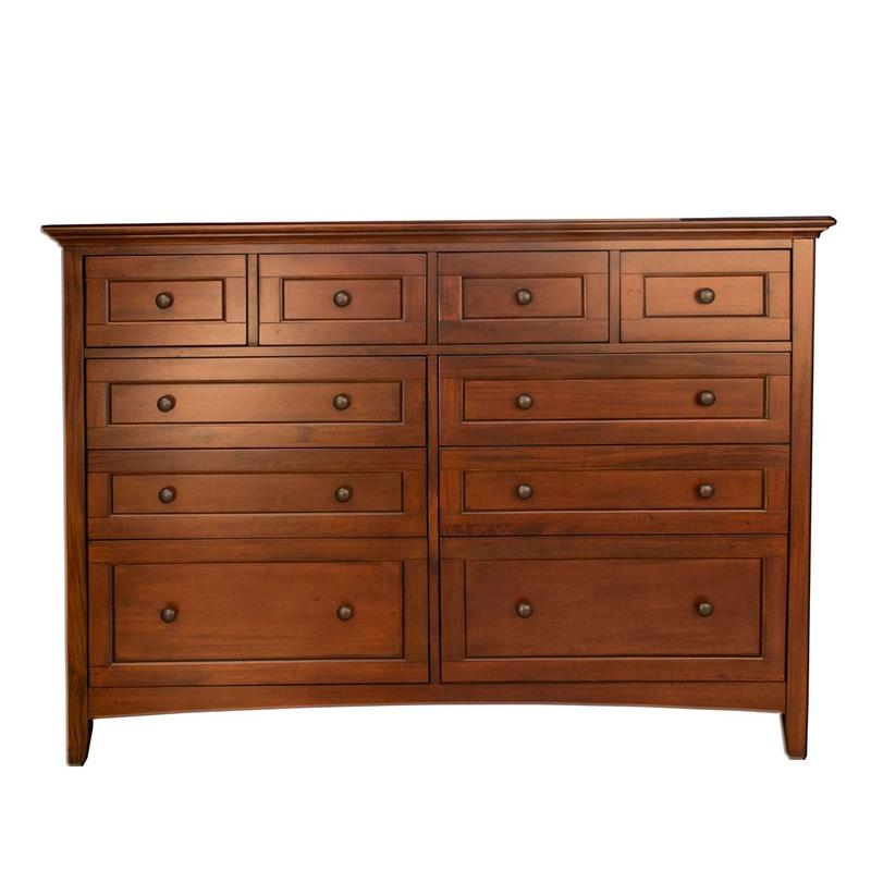 Westlake 10 Drawer Master Dresser & Mirror, Cherry Brown Finish
