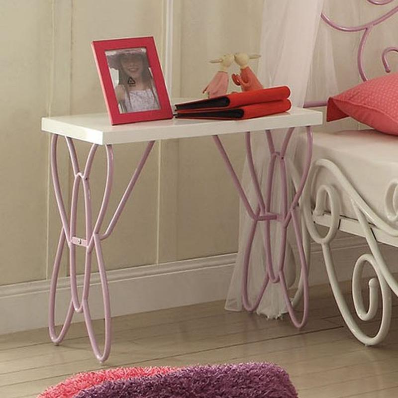 Priya Ii White & Light Synthetic Leatherrple Nightstand