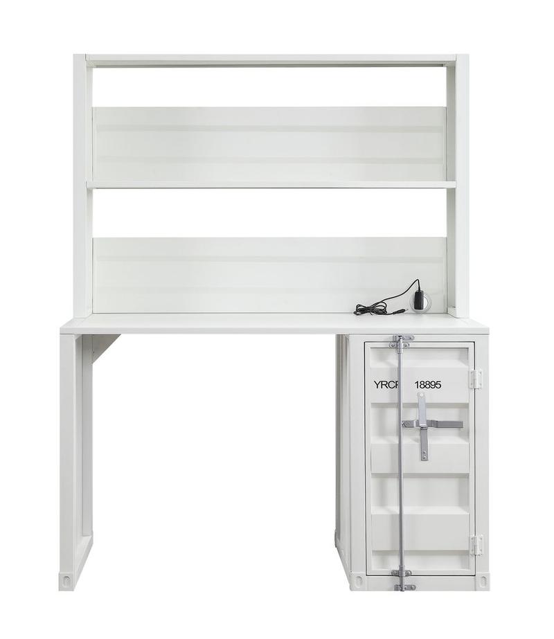 Cargo White Writing Desk W/Hutch