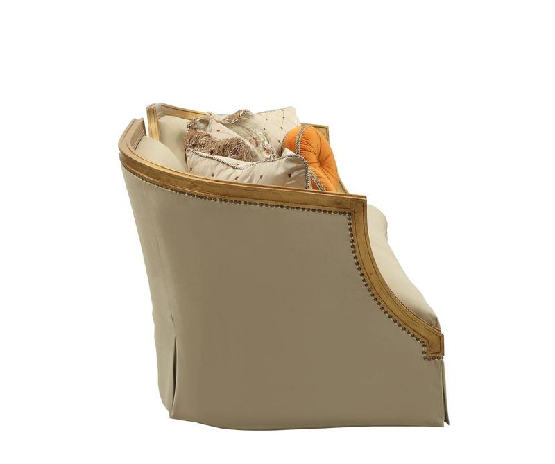 Daesha Tan Flannel & Antique Gold Sofa W/8 Pillows