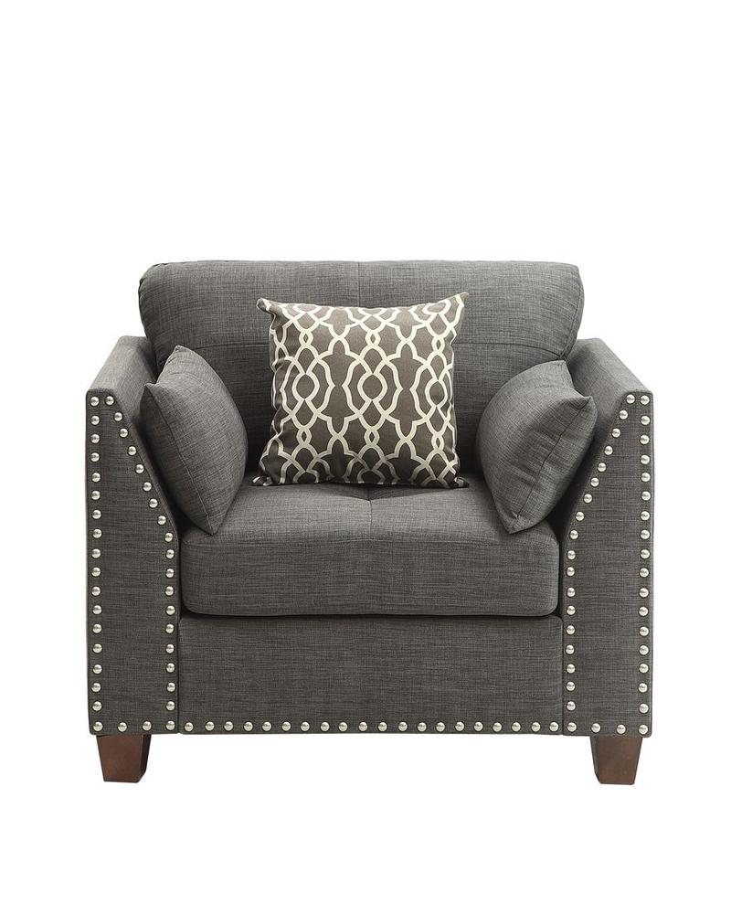 Laurissa Light Charcoal Linen Chair W/3 Pillows