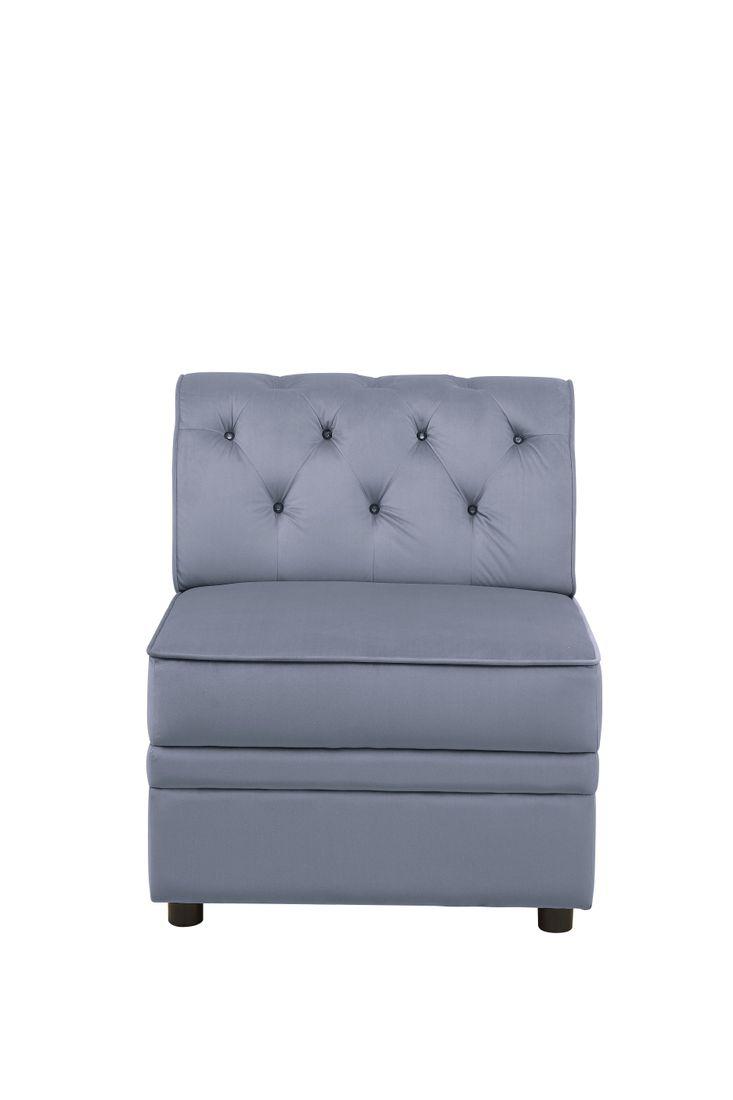 Bois II Gray Velvet Modular - Armless Chair