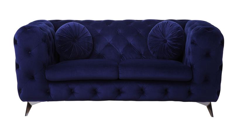 Atronia Blue Velvet Loveseat