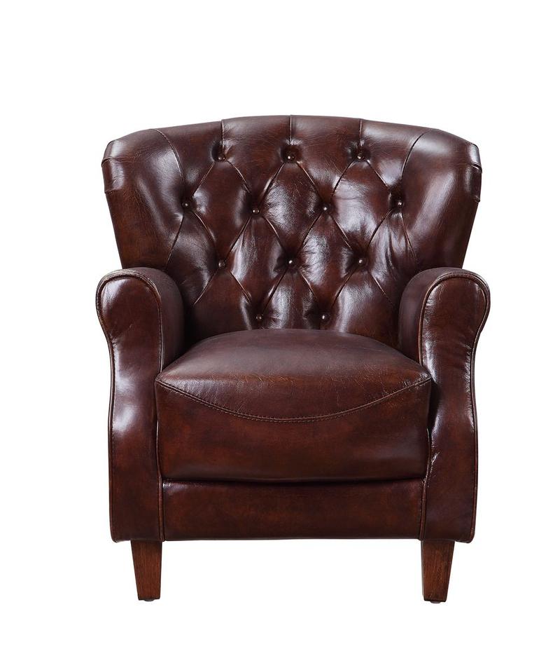 Brancaster Vintage Brown & Aluminum Accent Chair