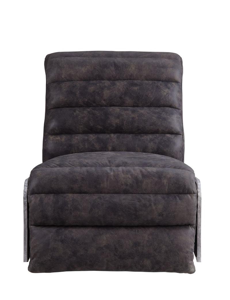 Okzuil Two Tone Gray Top Grain Leather & Aluminum Power Motion Recliner