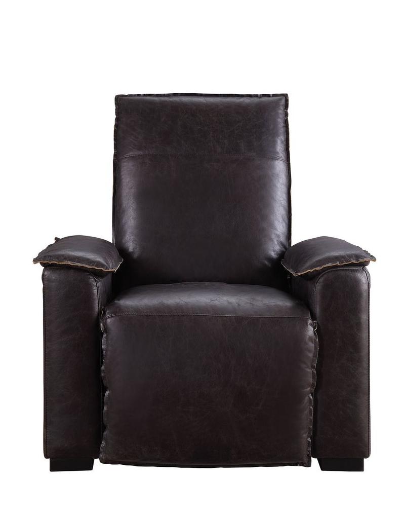 Misezon Dark Grain Brown Leather & Aluminum Power Motion Recliner