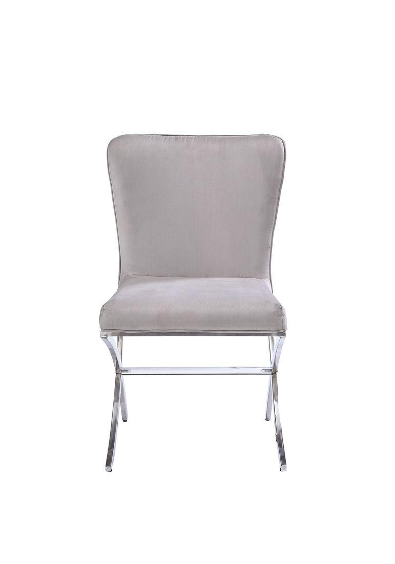 Daire Velvet & Chrome Side Chair (Set-2)