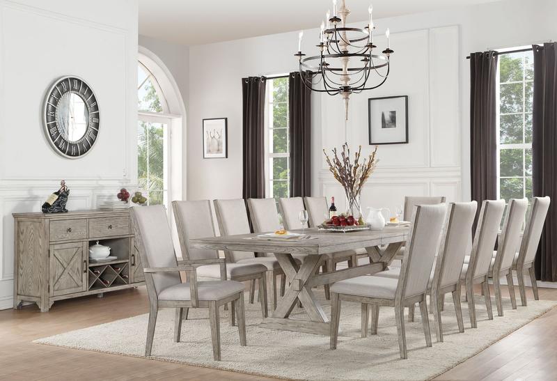 Rocky Fabric & Gray Oak Side Chair (Set-2)