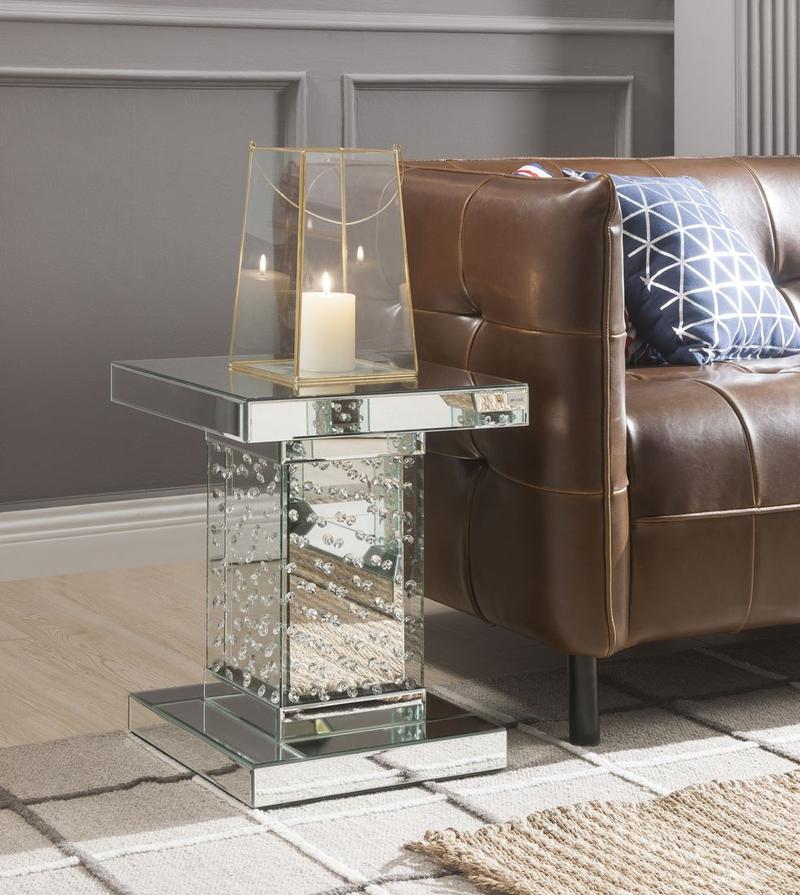Nysa Mirrored & Faux Crystals End Table