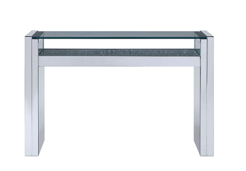 Nysa Mirrored & Faux Crystals Sofa Table