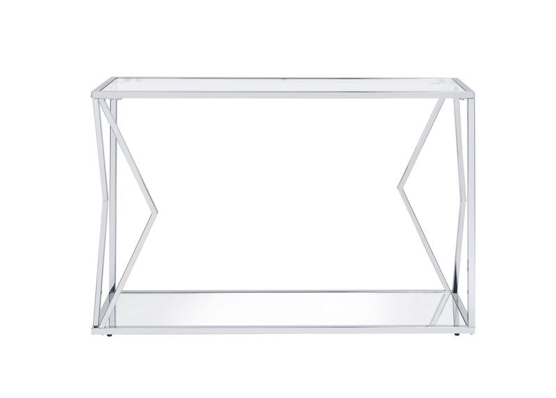 Virtue Clear Glass & Chrome Finish Sofa Table