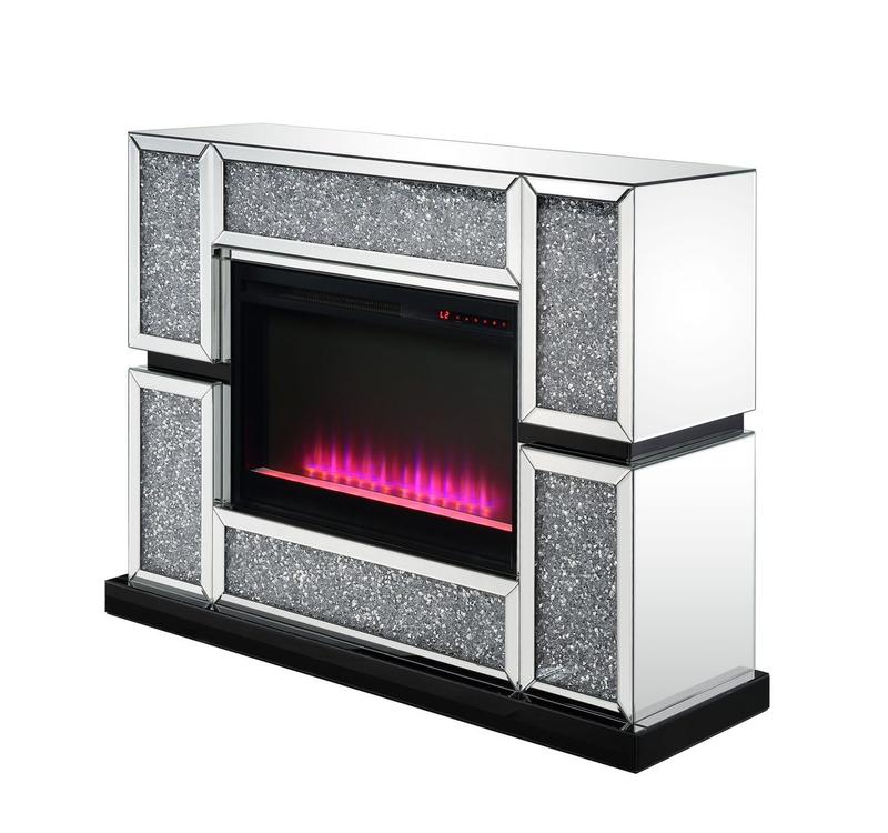 Noralie Mirrored & Faux Diamonds Fireplace