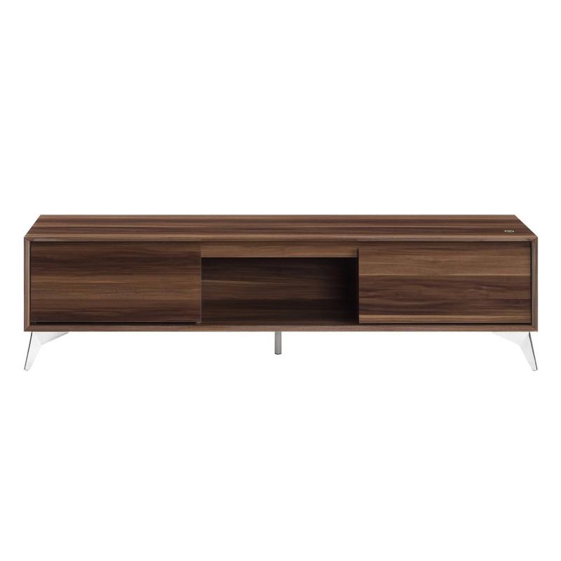 Raceloma LED, Walnut & Chrome Finish Tv Stand