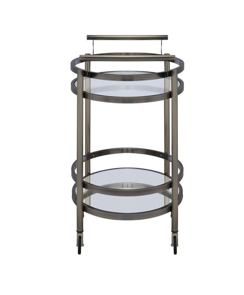Lakelyn Brushed Bronze & Clear Glass Serving Cart