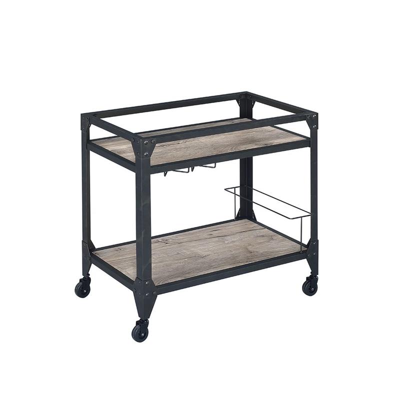 Jorgensen Rustic Oak & Charcoal Serving Cart