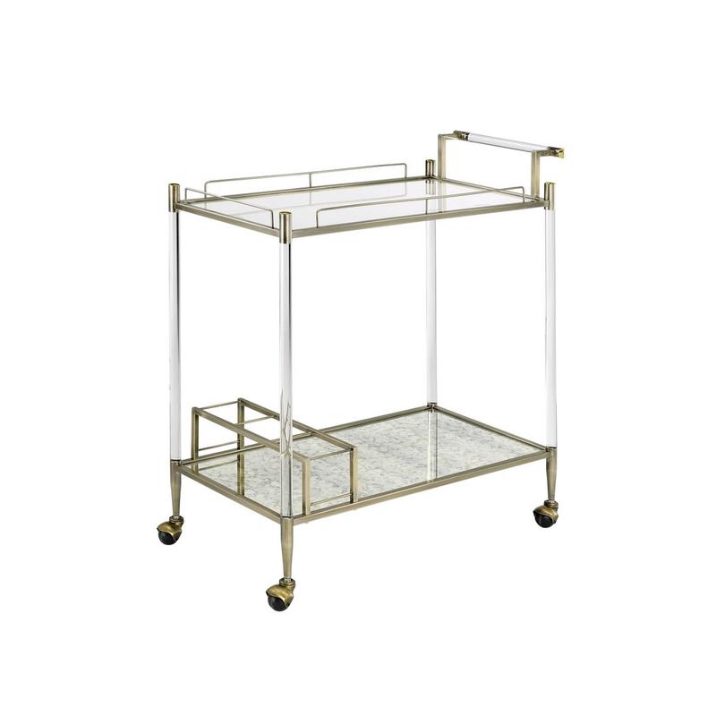 Cirro Antique Mirror & Wire Brass Serving Cart