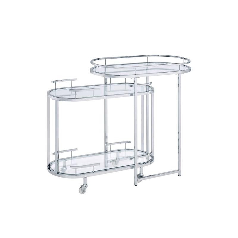 Piffo Clear Glass & Chrome Finish Serving Cart Set