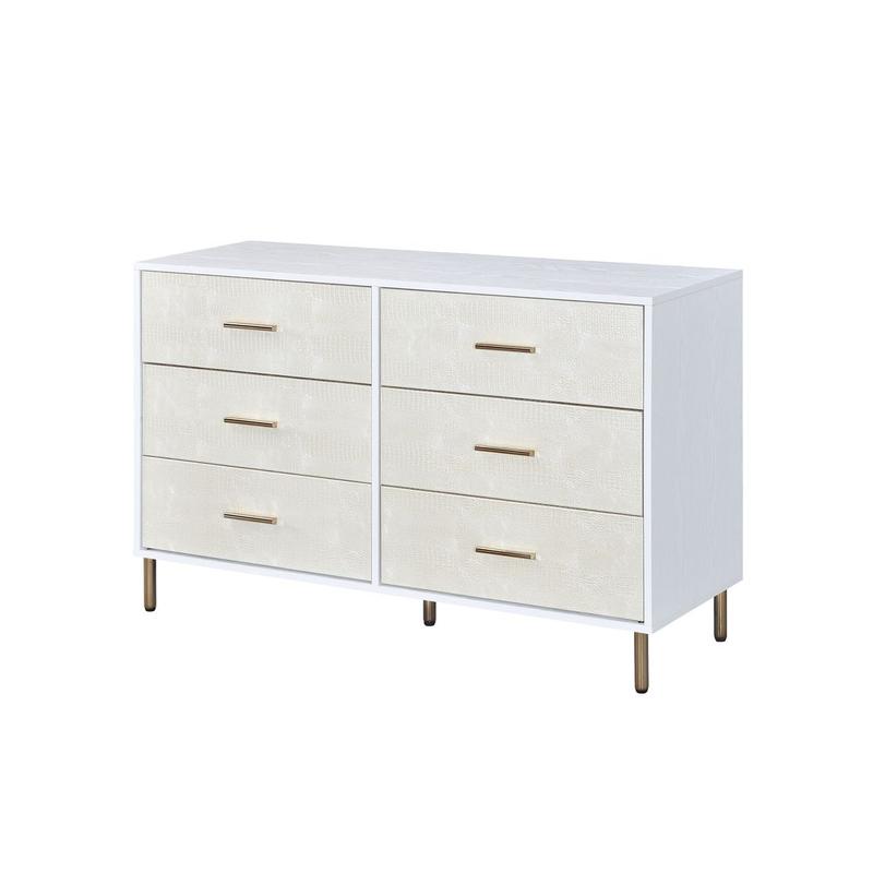 Myles White, Champagne & Gold Finish Dresser