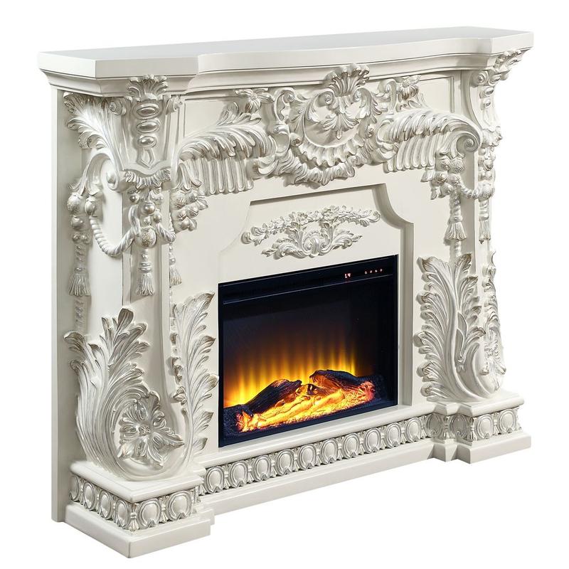 Adara Antique White Finish Fireplace