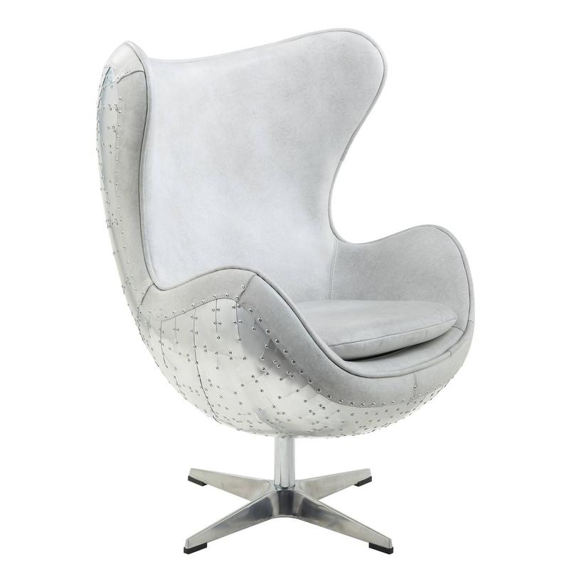 Brancaster Vintage white Top grain  Leather Accent Chair W/Swivel