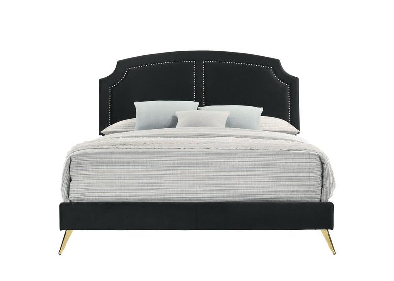 Zeena Black Velvet Queen Bed