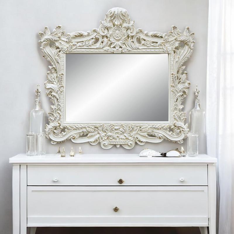 Adara Antique White Finish Mirror