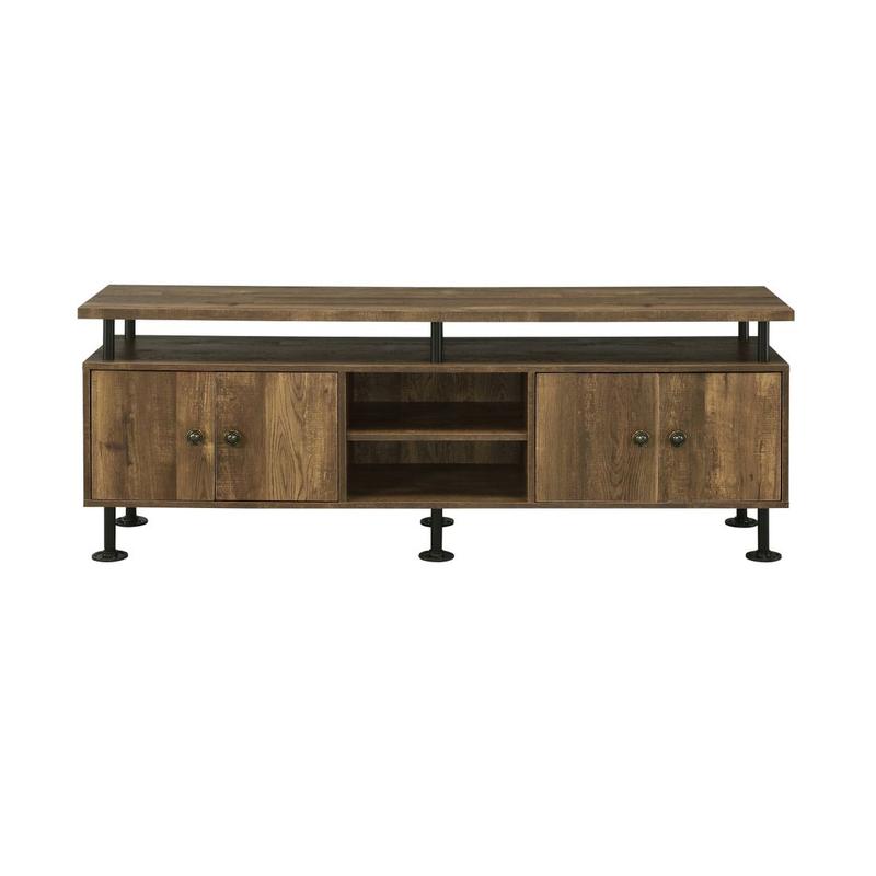 Ensata II Rustic Oak  & Black Finish Tv Stand