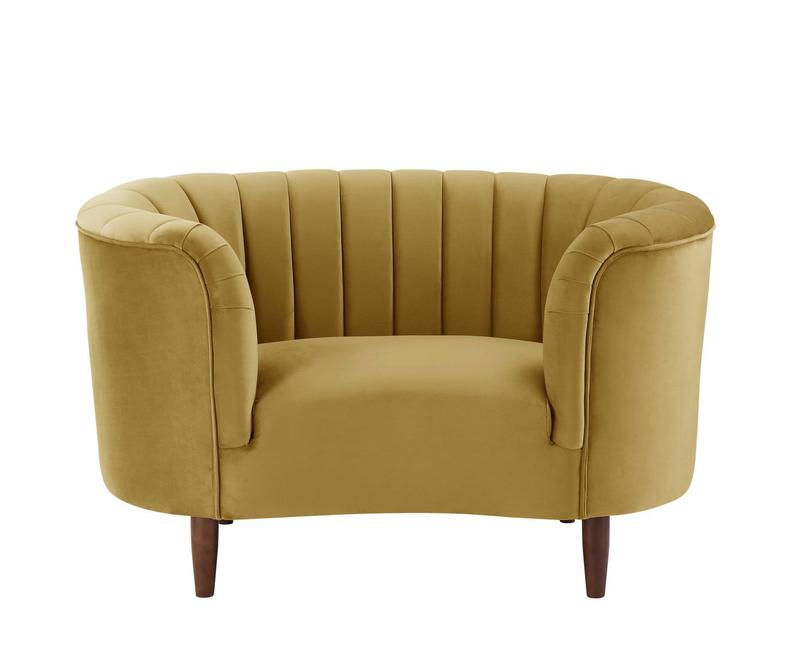 Millephri Olive Yellow Velvet Chair
