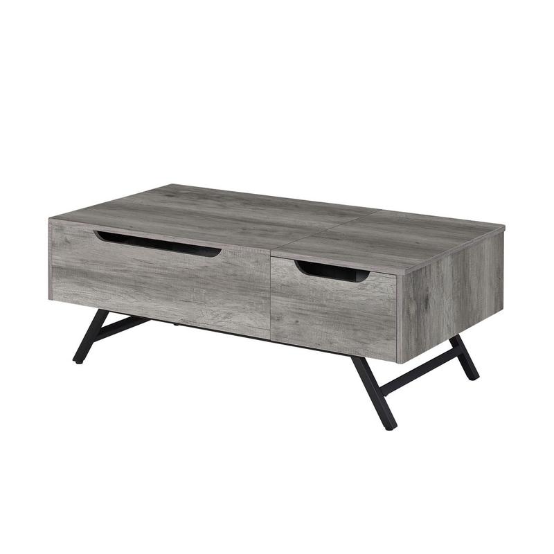 Throm Gray Oak Finish Coffee Table W/Lift Top
