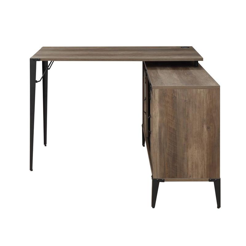 Zakwani Rustic Oak & Black Finish Writing Desk