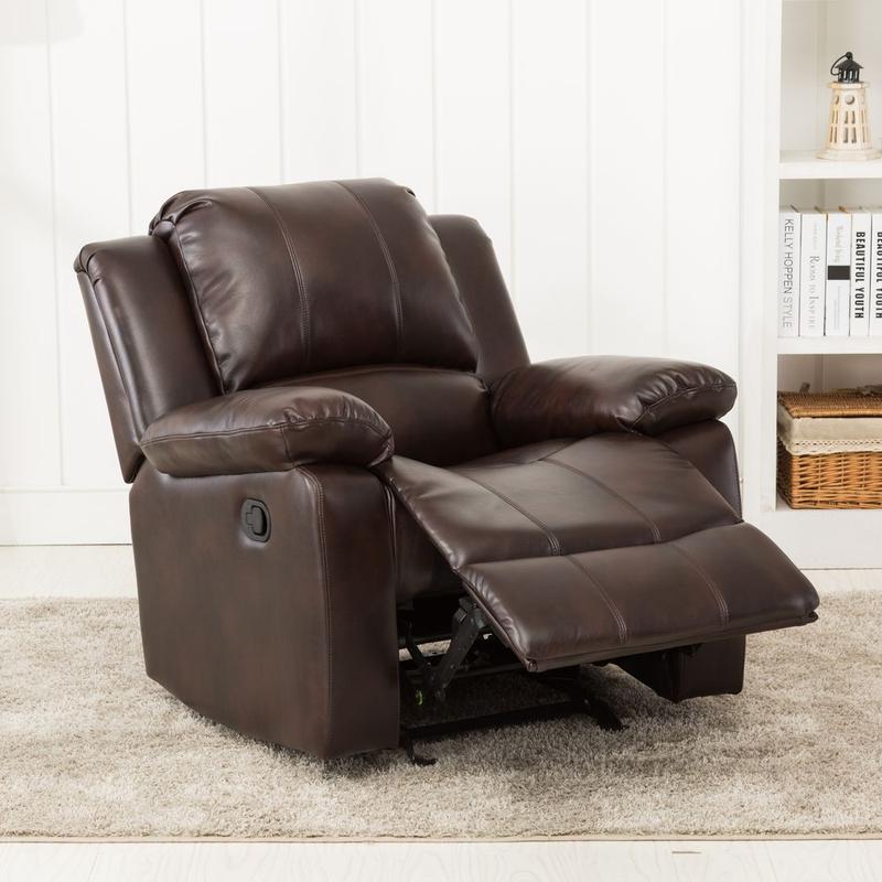 Clifton Burnished Brown Leather Gel Glider Rocker Recliner