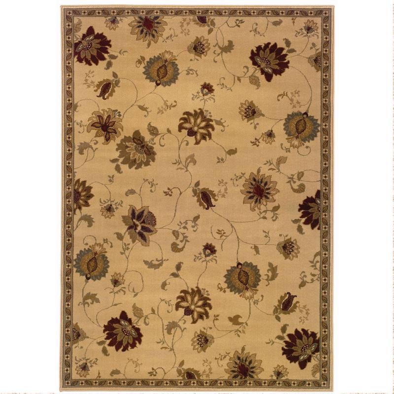 Amelia 008W6 Ivory/ Green Indoor Area Rug - 9'10" x 12'9"