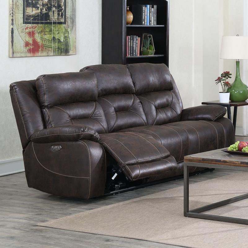 Aria Power Recliner Sofa W/ Power Head Rest - Saddle Brown