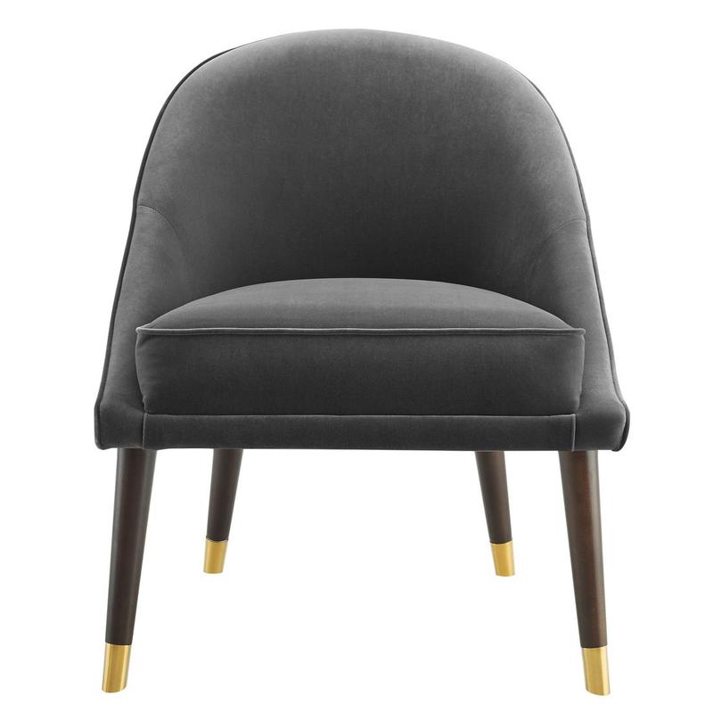 Avalon Velvet Accent Chair - Charcoal