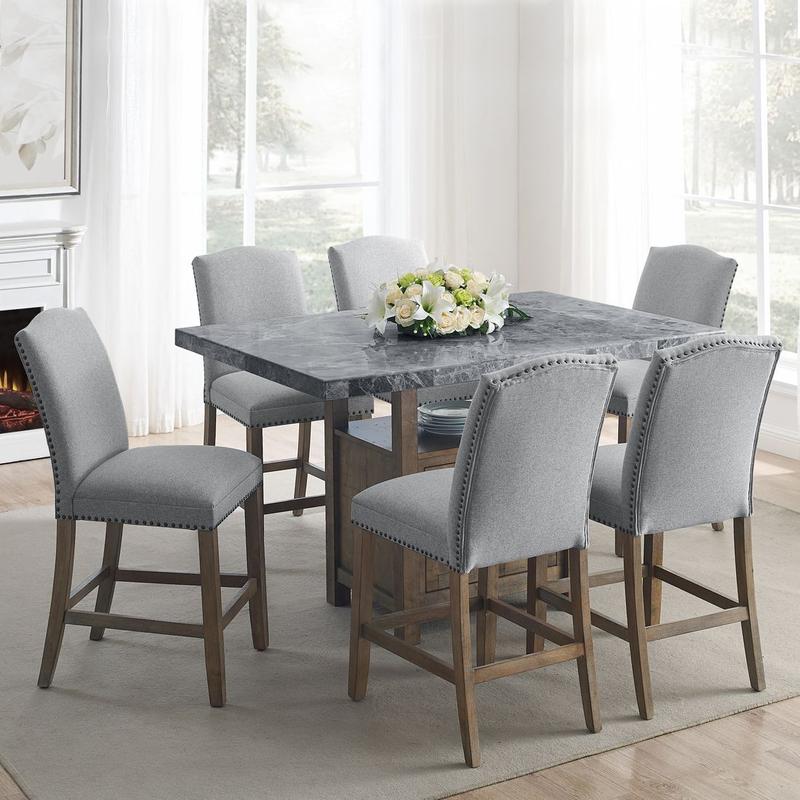 Grayson Gray Marble Counter 7pc Dining Set