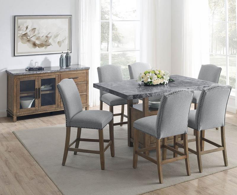 Grayson Gray Marble Counter 8pc Dining Set
