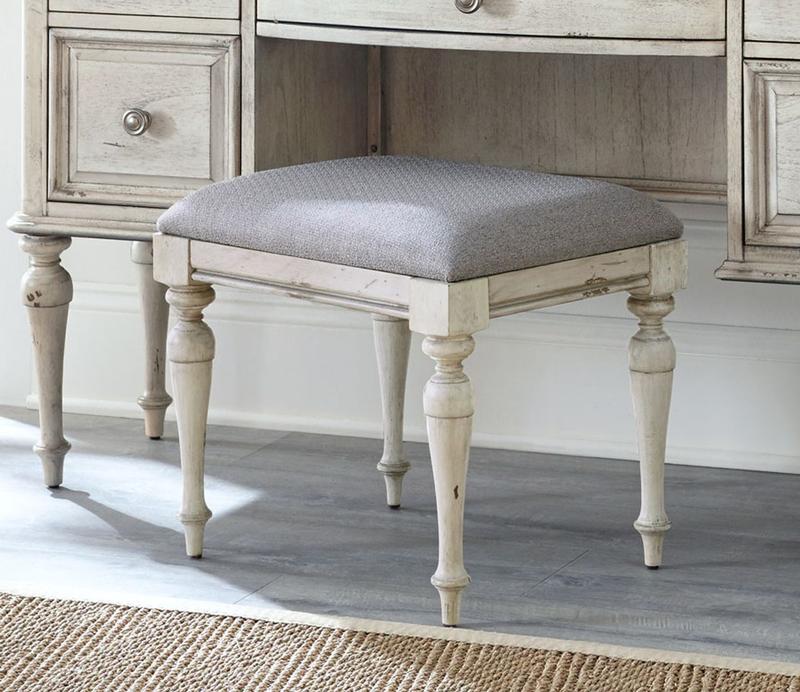 Highland Park Vanity Bench - Rustic Ivory