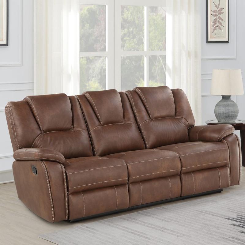 Katrine Manual Reclining Sofa - Brown