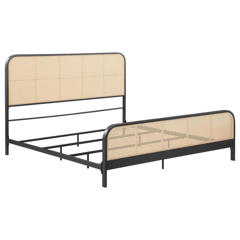 Lanewood Open Cane Webbing Metal Eastern King Bed Black
