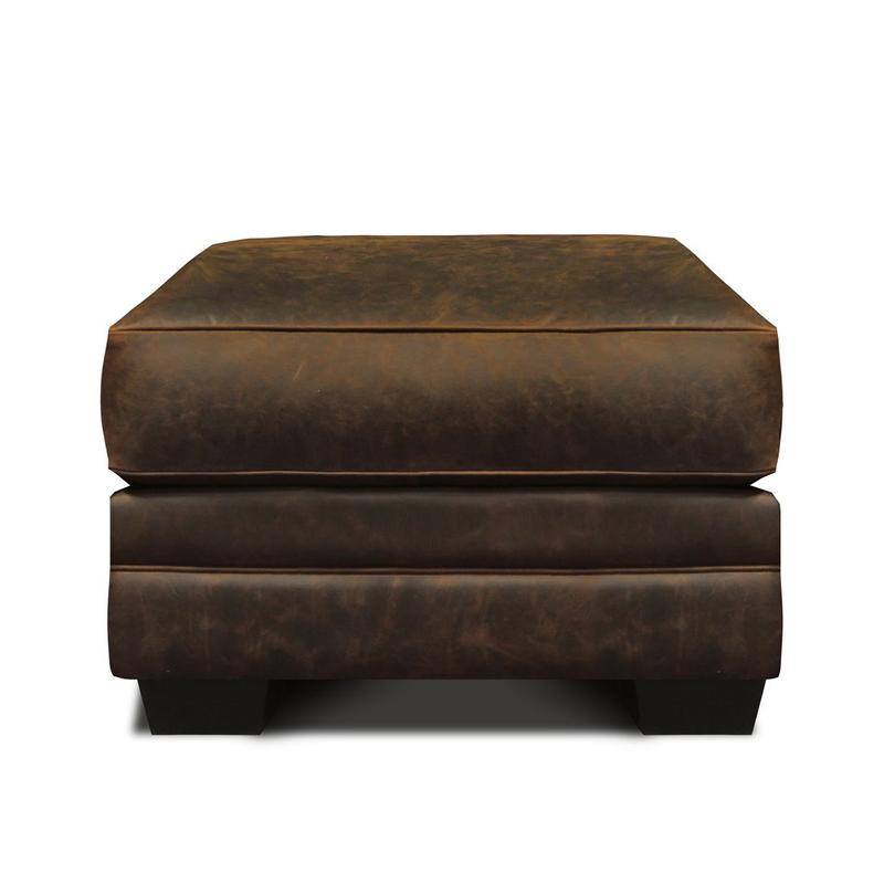 Cordova 100% Top Grain Leather Mid-century Ottoman