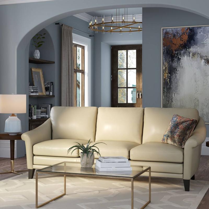 Sienna 100% Genuine Leather Midcentury Modern Sofa
