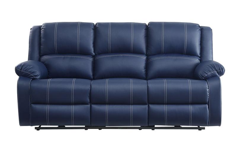 Zuriel Blue Synthetic Leather Power Motion Sofa W/USB
