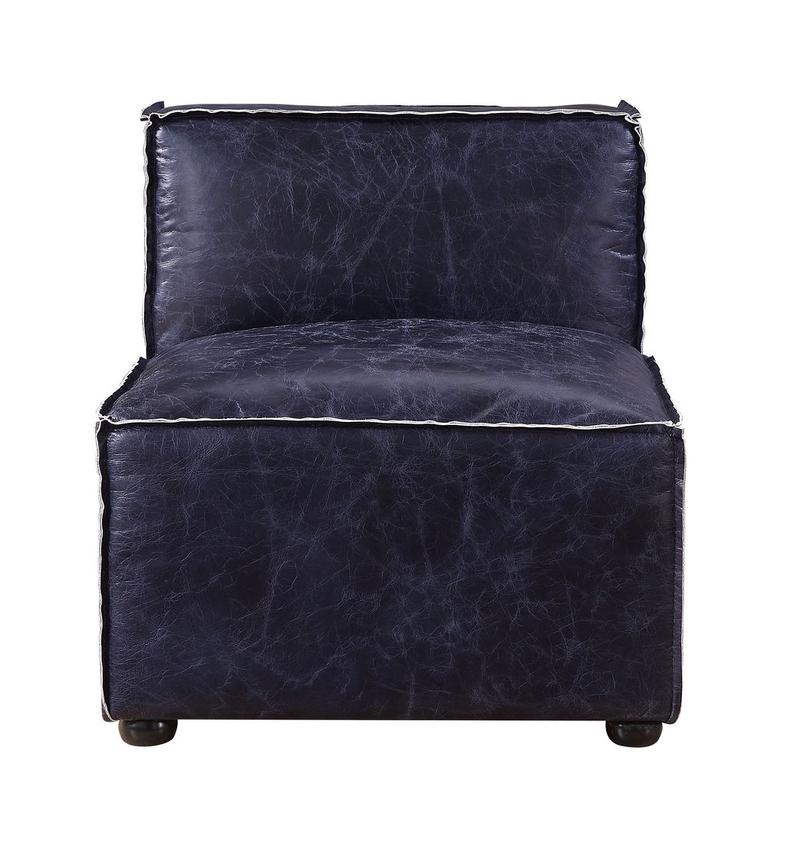 Birdie Vintage Blue Top Grain Leather Modular - Armless Chair