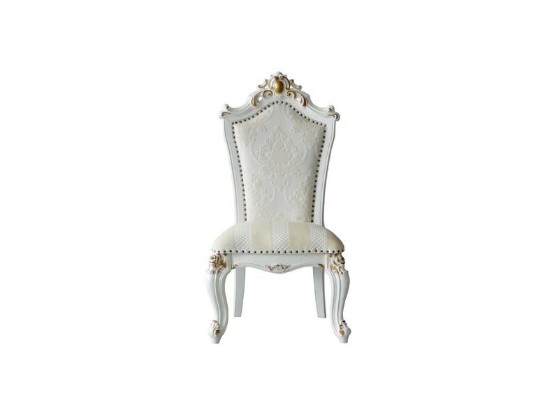 Picardy Fabric/Butterscotch Synthetic Leather & Antique Pearl Side Chair (Set-2)