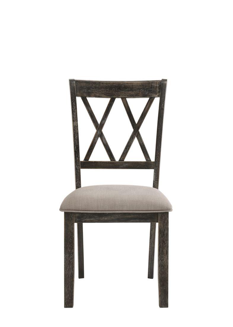 Claudia II Fabric & Weathered Gray Side Chair (Set-2)