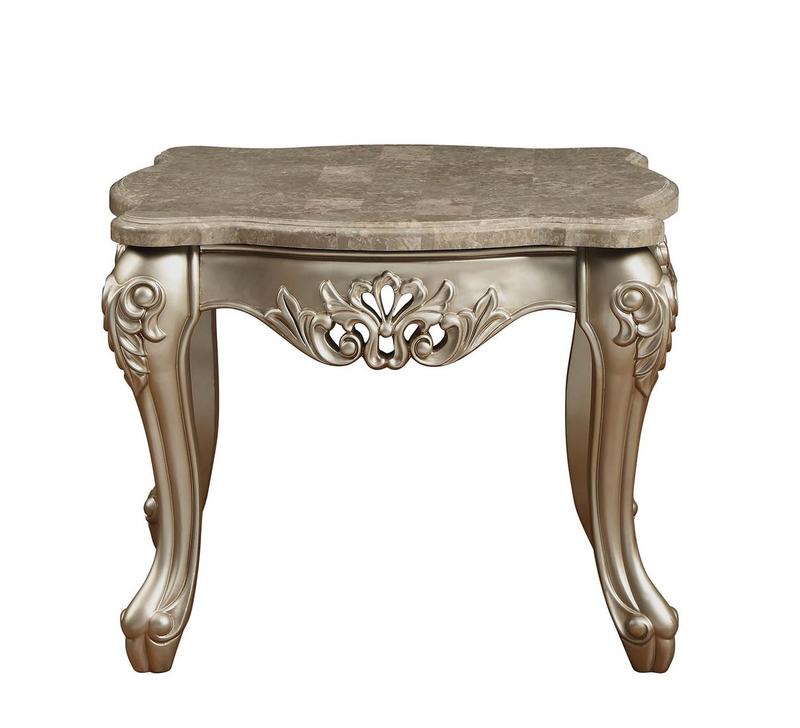 Ranita Marble Top & Champagne End Table